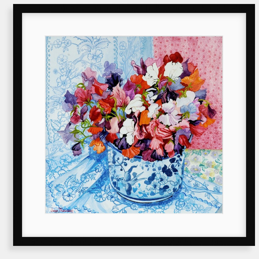 Sweet Peas in a Blue and White Pot, 2010 by Joan Thewsey