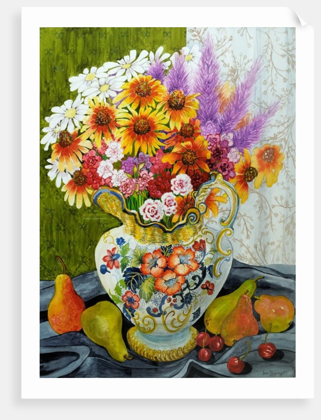 Victorian Jug with Mixed Flowers, Pears and Cherries, 2010 by Joan Thewsey