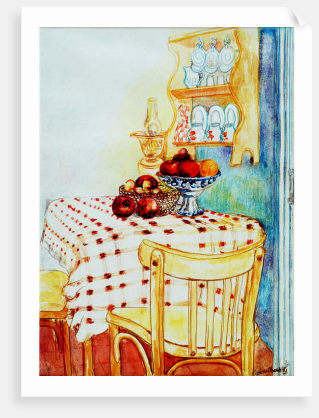 Cottage Kitchen Table with Apples, 2005 by Joan Thewsey