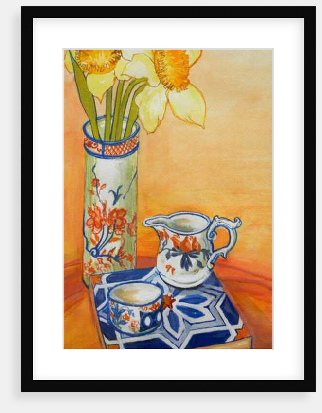 Chinese Vase with Daffodils, Pot and Jug, 2014 by Joan Thewsey