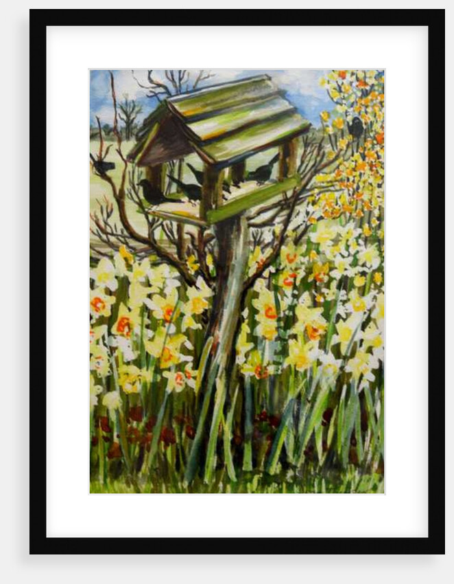 Daffodils, and Birds in the Birdhouse, 2000 by Joan Thewsey