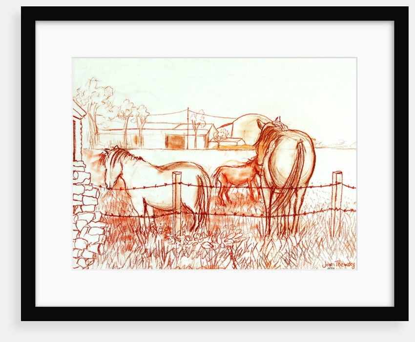 Serenade, Janie and a Donkey in the Meadow, 2000 by Joan Thewsey