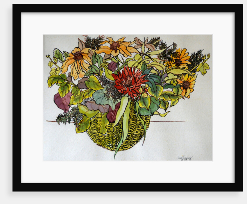 Rudbeckia with foliage in a basket, 2011 by Joan Thewsey