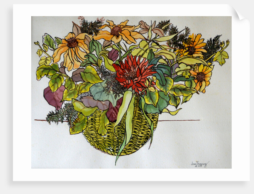 Rudbeckia with foliage in a basket, 2011 by Joan Thewsey