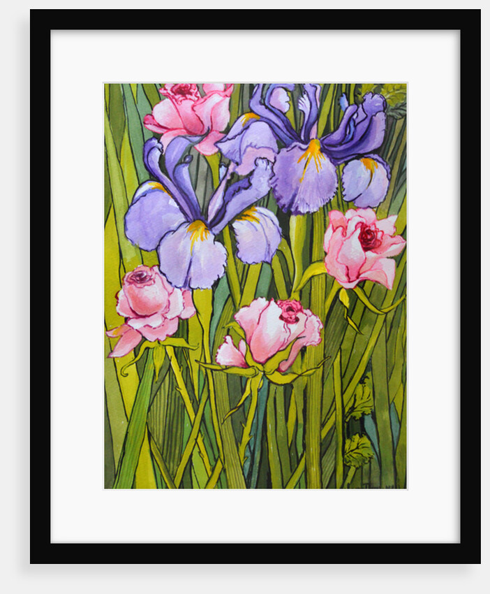 Roses and Irises in the Garden, 2003 by Joan Thewsey