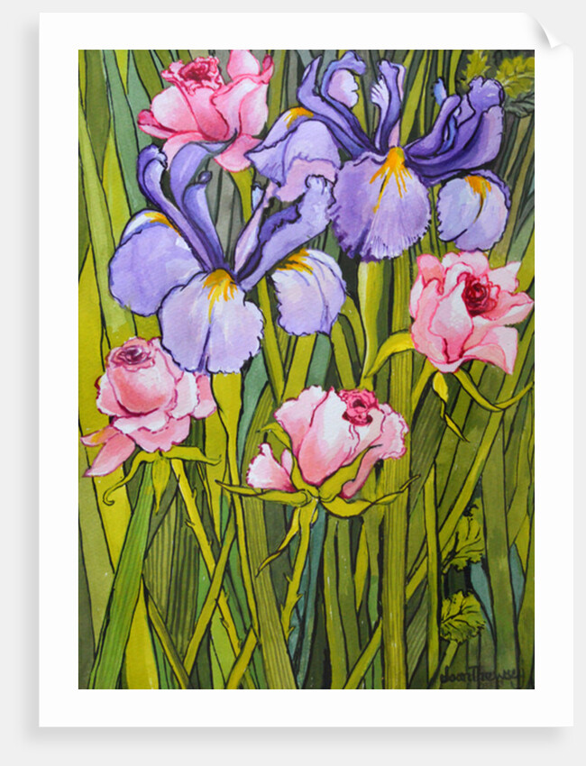 Roses and Irises in the Garden, 2003 by Joan Thewsey