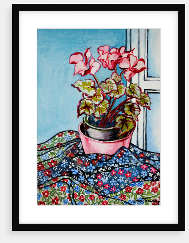Cyclamen with Patterned Fabrics, 1999 by Joan Thewsey