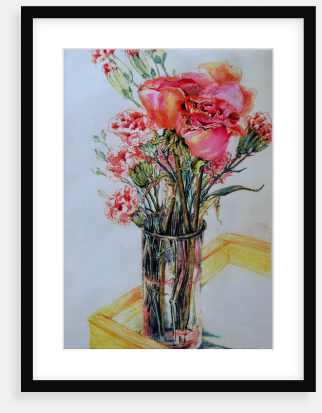 Pink Roses with Cottage Pinks, 2010 by Joan Thewsey