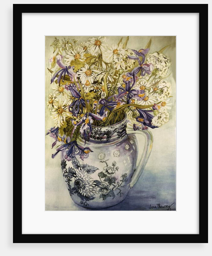 Iris, Chrysanthemums and Carnations in a Copeland Jug by Joan Thewsey