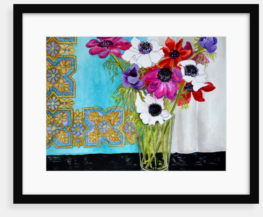 Anemones on a Dark Shelf by Joan Thewsey