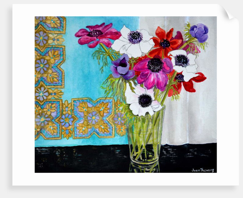 Anemones on a Dark Shelf by Joan Thewsey