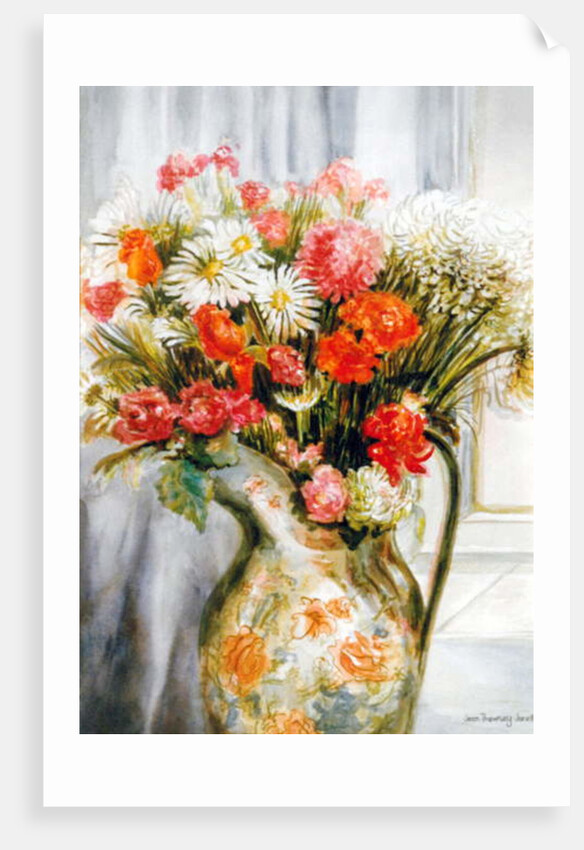 Mixed Flowers with Chrysanthemums in a Jug by Joan Thewsey