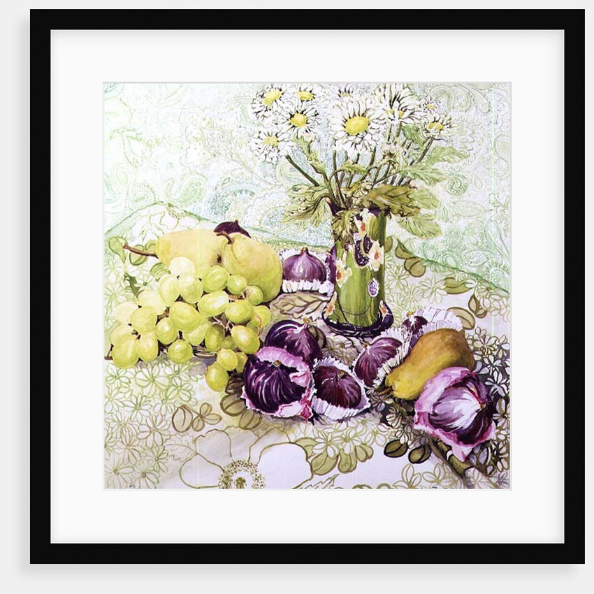 Figs, Grapes and Pears with Marguerites by Joan Thewsey