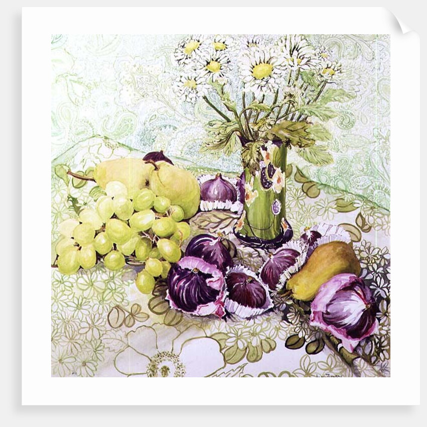 Figs, Grapes and Pears with Marguerites by Joan Thewsey