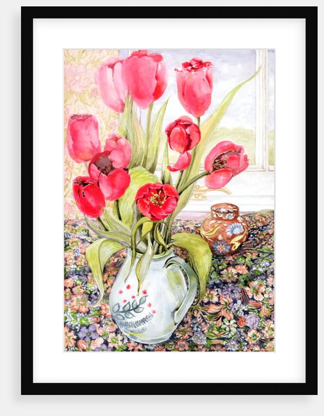 Tulips in a Rye Jug by Joan Thewsey