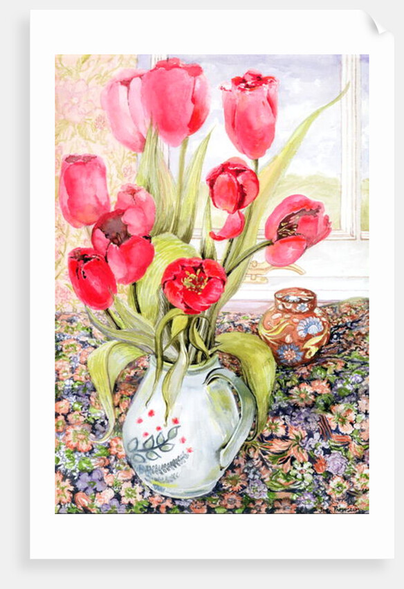 Tulips in a Rye Jug by Joan Thewsey