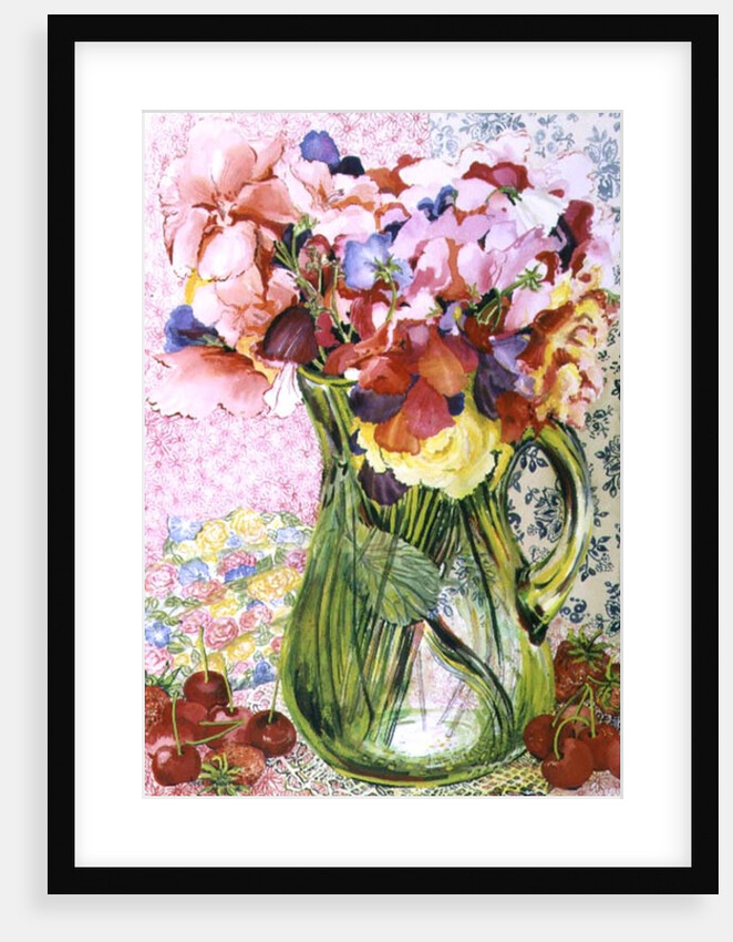 Sweet Peas with Cherries and Strawberries by Joan Thewsey