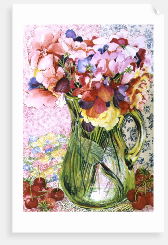 Sweet Peas with Cherries and Strawberries by Joan Thewsey