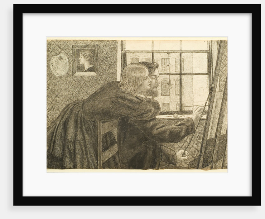G P Boyce with Fanny Cornforth at Rossetti's Studio, Chatham Place, c.1858 by Dante Gabriel Charles Rossetti