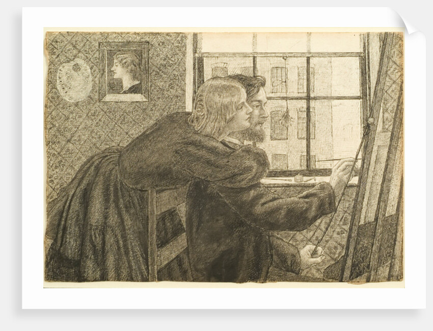 G P Boyce with Fanny Cornforth at Rossetti's Studio, Chatham Place, c.1858 by Dante Gabriel Charles Rossetti