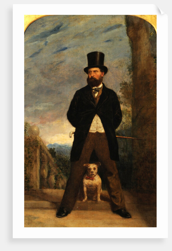 Self-Portrait with his Dog, Madame Sacchi, c.1866 by Samuel Bough