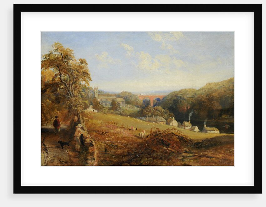 Wetheral - View of the River Eden Showing Wetheral Church and Viaduct, and Corby Ferry, c.1845 by Samuel Bough