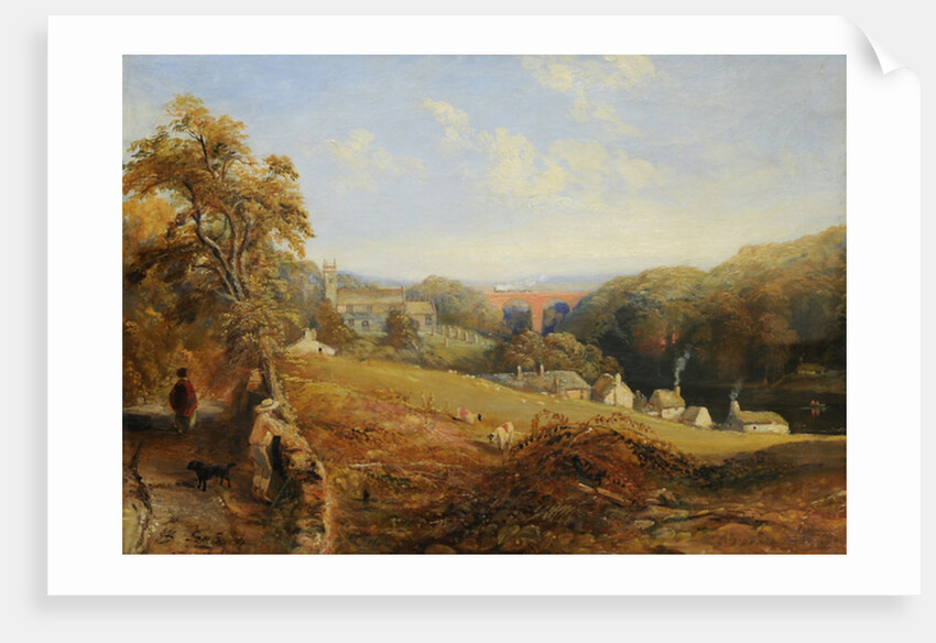 Wetheral - View of the River Eden Showing Wetheral Church and Viaduct, and Corby Ferry, c.1845 by Samuel Bough