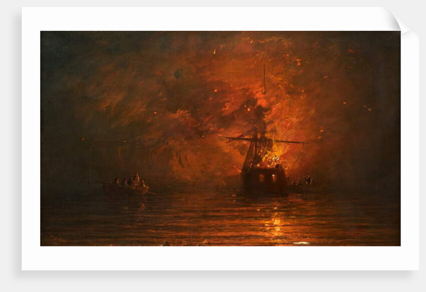 Ship on Fire, 1873 by James Francis Danby