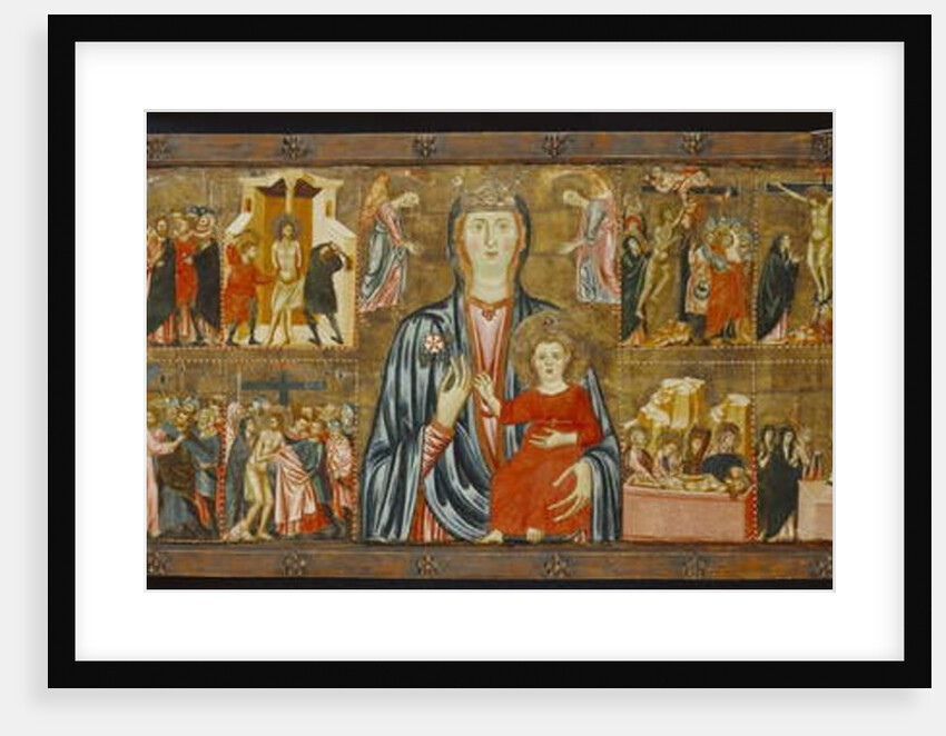 Madonna and Child and Two Angels with Twelve Scenes from the Passion, c.1310 by School Italian
