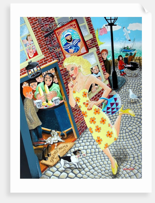 Gossamer Beynon the schoolteacher passing the Sailor's Arms and her many admirers, 2005 by Tony Todd