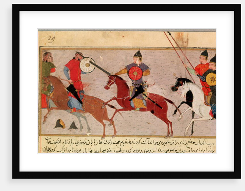 Ms Pers.113 f.29 Genghis Khan Fighting the Tartars by Persian School