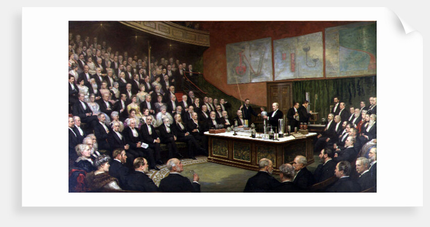 A Friday Evening Discourse at the Royal Institution; Sir James Dewar on Liquid Hydrogen, 1904 by Henry Jamyn Brooks