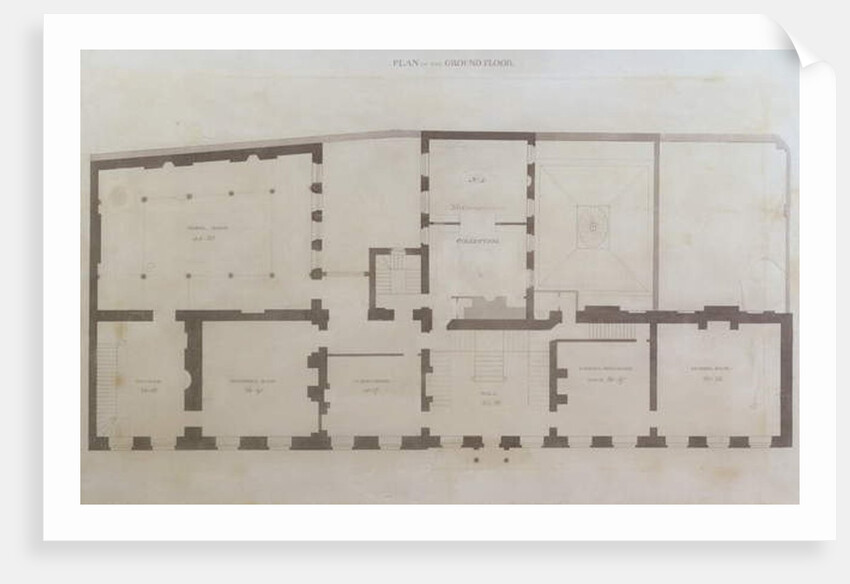 Plans of the ground floor of 21 Albemarle Street after the initial alterations to the house after its acquisition by the Royal Institution, c.1800 by English School