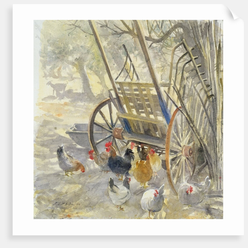 Chickens under Majorcan Cart, 1994 by Tim Scott Bolton