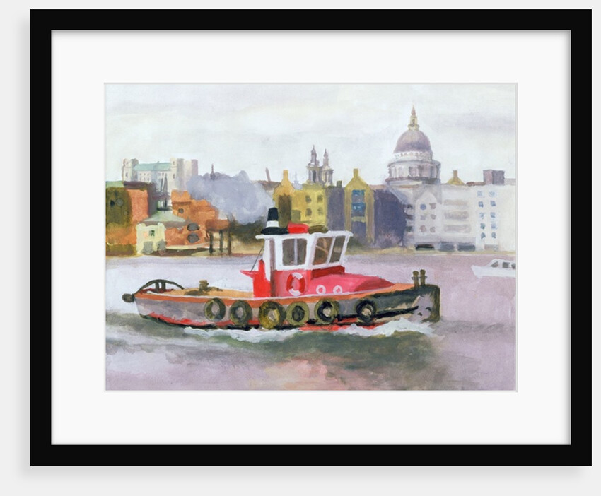 Red Tug passing St. Pauls, 1996 by Terry Scales