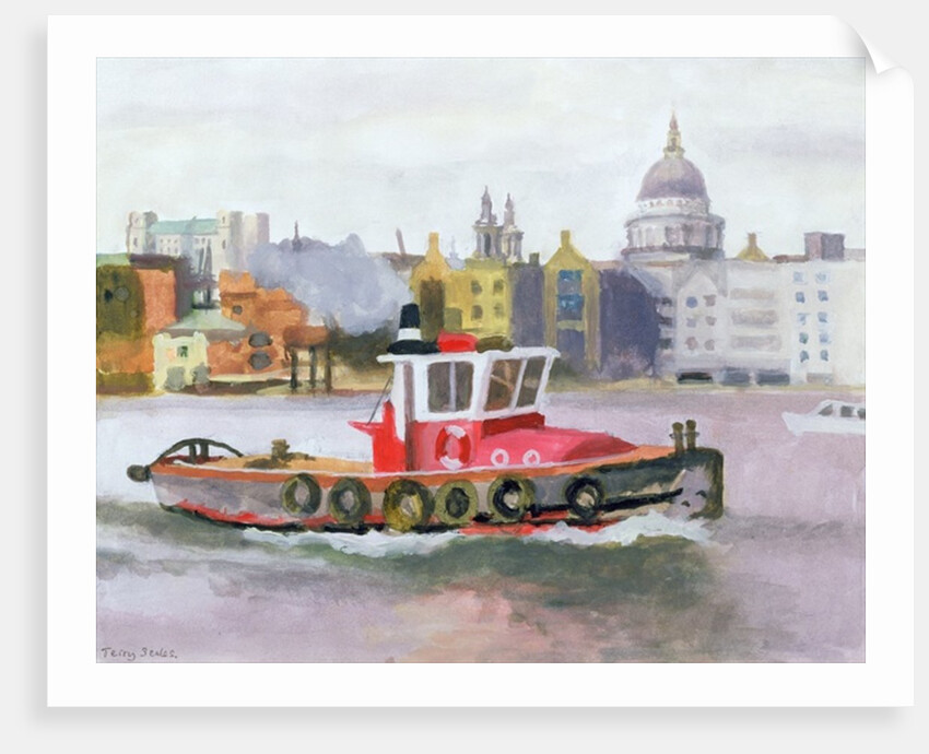 Red Tug passing St. Pauls, 1996 by Terry Scales