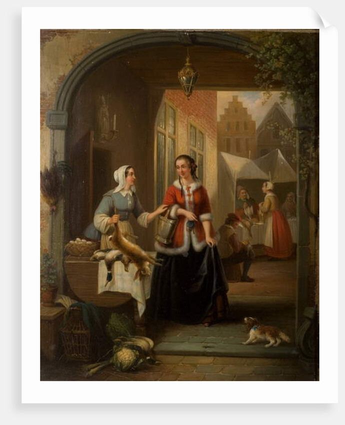 Dutch Market Scene by Henri Joseph Gommarus Carpentero