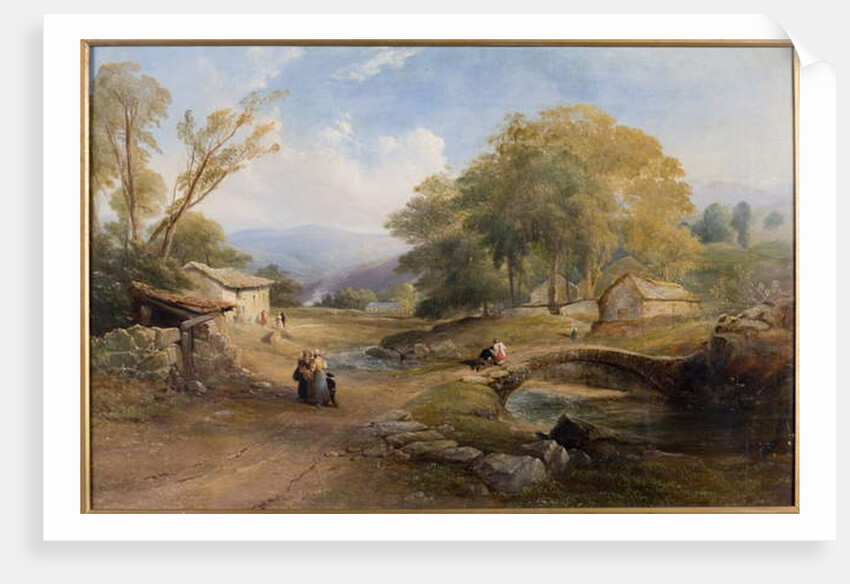 Landscape, Bridge and Figures by Thomas Miles (attr. to) Richardson