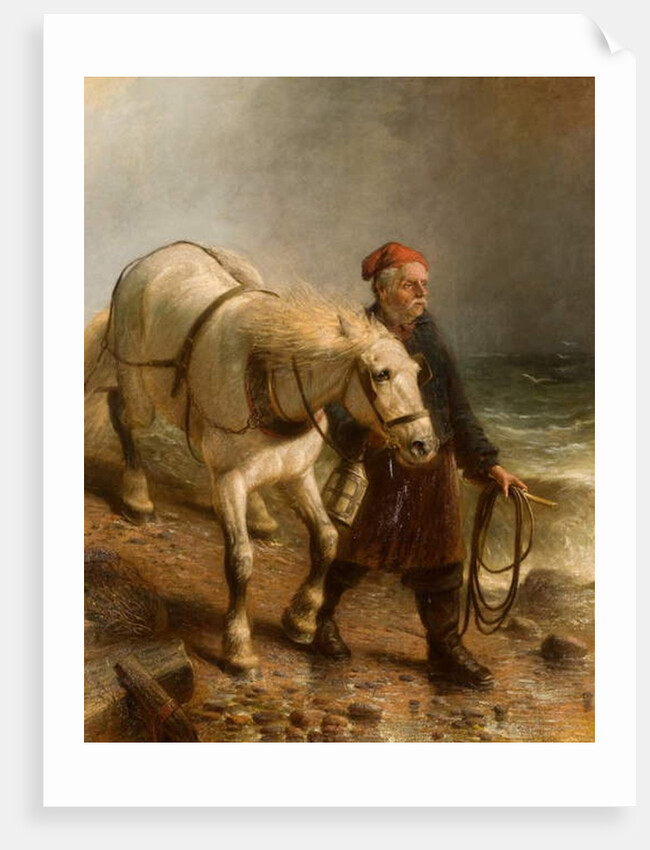 Man with Horse and Lantern by School English