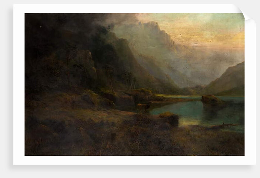 Highland Loch with Stag by Thomas Henry Gibb