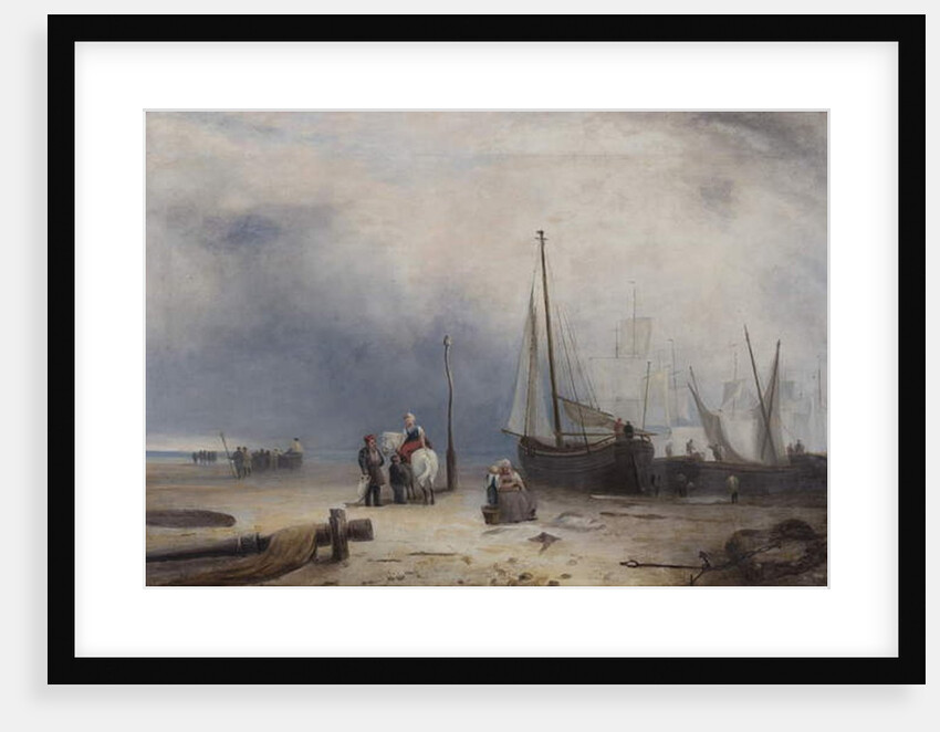 Coast Scene with Boats and Figures by School English