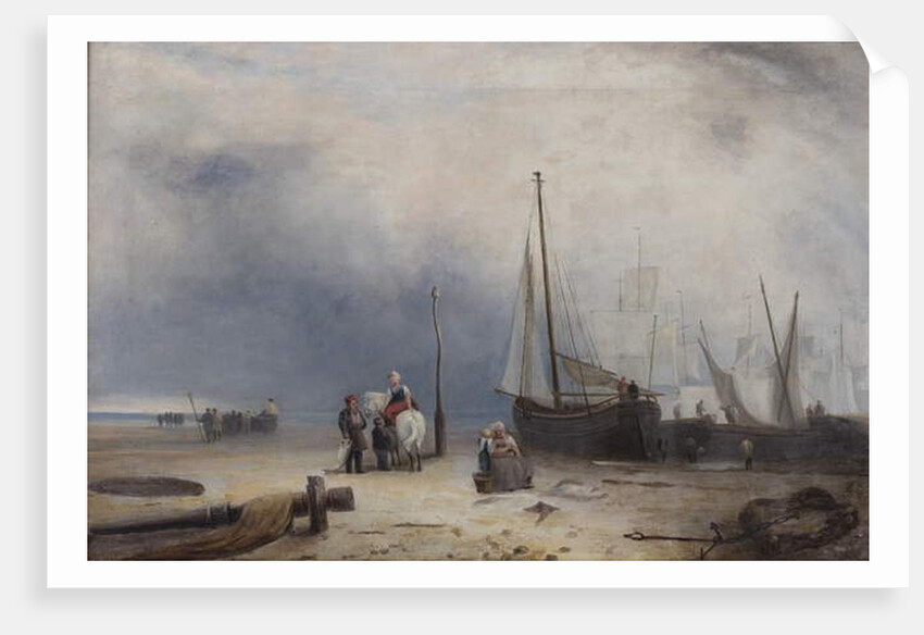 Coast Scene with Boats and Figures by School English