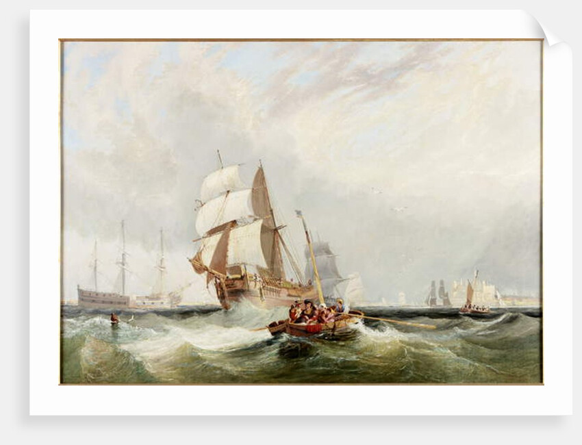 Shipping Inshore, a Boat Ferrying Passengers by John Wilson Carmichael