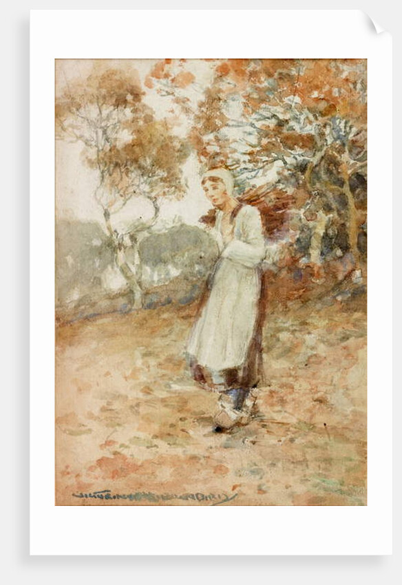 Girl Carrying a Bundle of Sticks by Victor Noble Rainbird