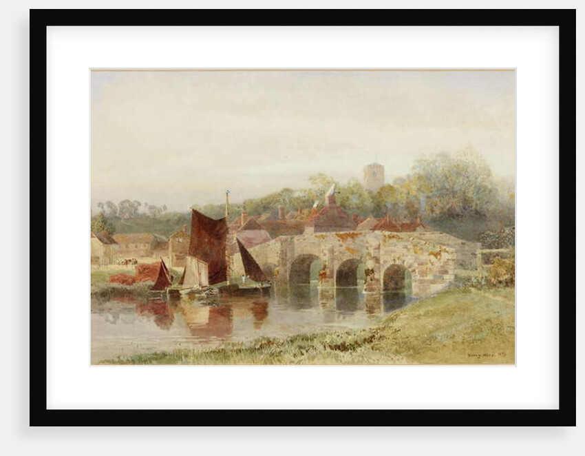 Village with Bridge by Henry George Hine