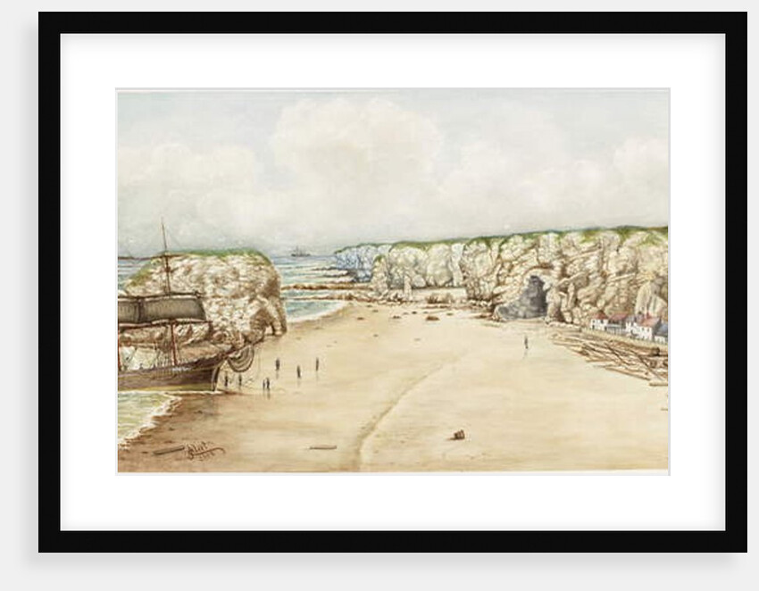 Brig aground at Marsden Rock) by James Henry Cleet