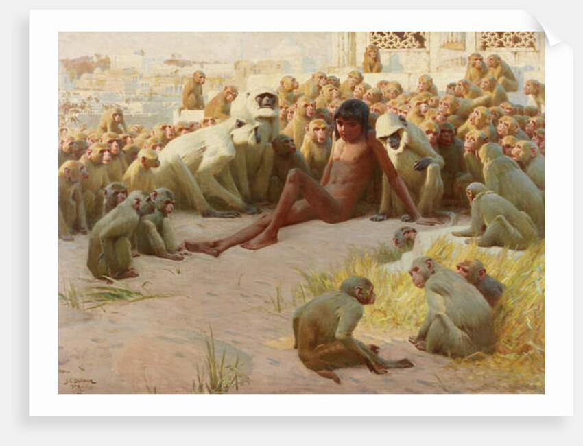 Mowgli made Leader of the Bandar-log, 1918 by John Charles Dollman
