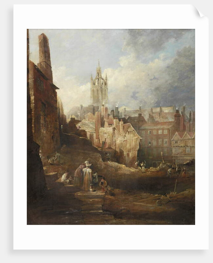 Excavations for the High Level Bridge, Newcastle upon Tyne, c.1846 by Thomas Miles Richardson