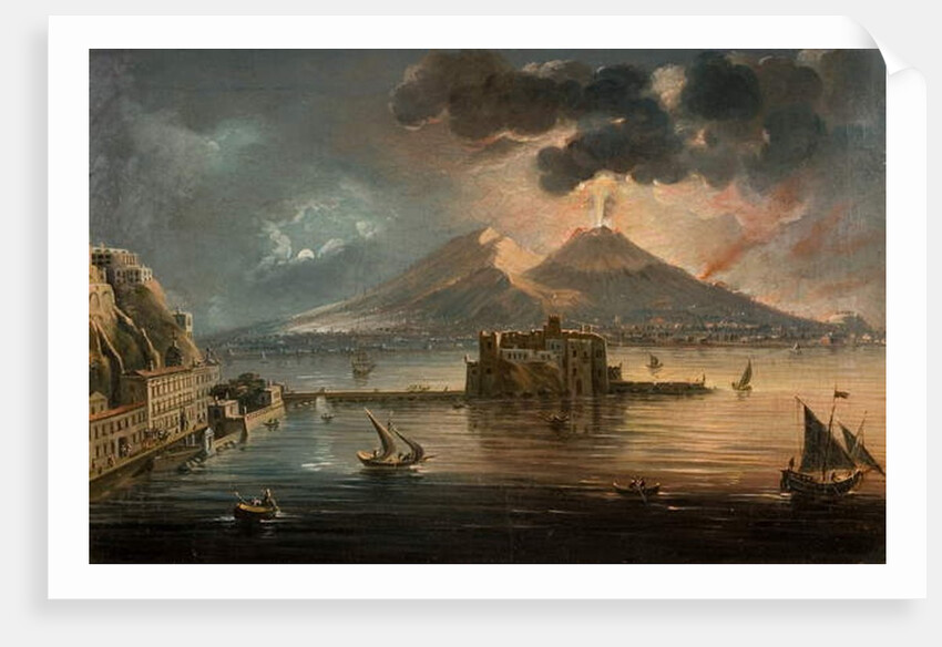 Naples at Night with Vesuvius Erupting by Pietro Antoniani