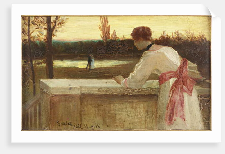 Girl on a Balcony Watching a Couple by a Lake by Philip Richard Morris